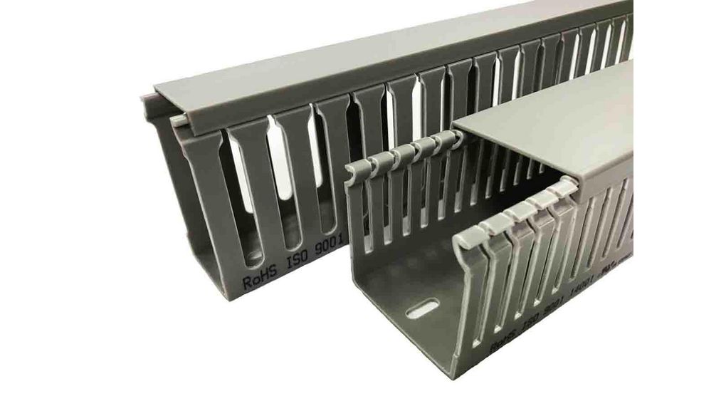Geschlitzter Kabelkanal, 45 x 25mm, 2m, Polyvinylchlorid (PVC), Grau, Packung à 8 Stück